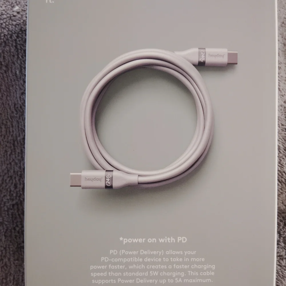 Heyday USB-C to USB-C Charging Cable - Gray New In Box